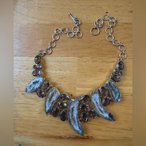 Striking Costume Glass Statement Necklace With Geode Slices